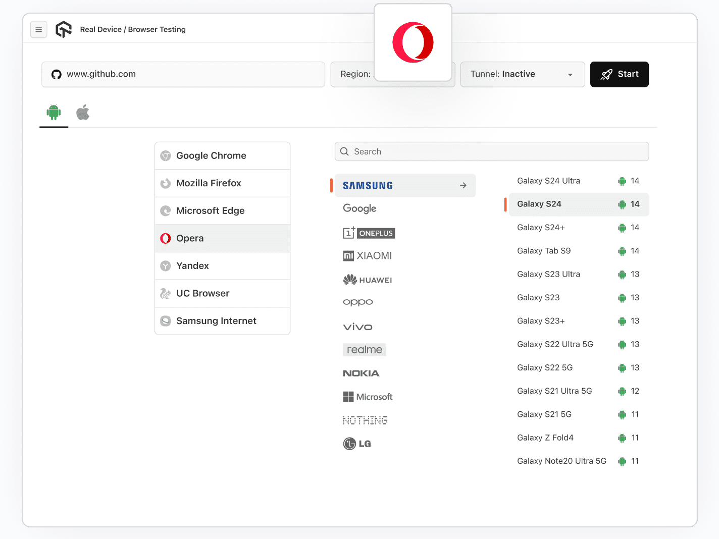 Opera Browser Testing on Real Devices